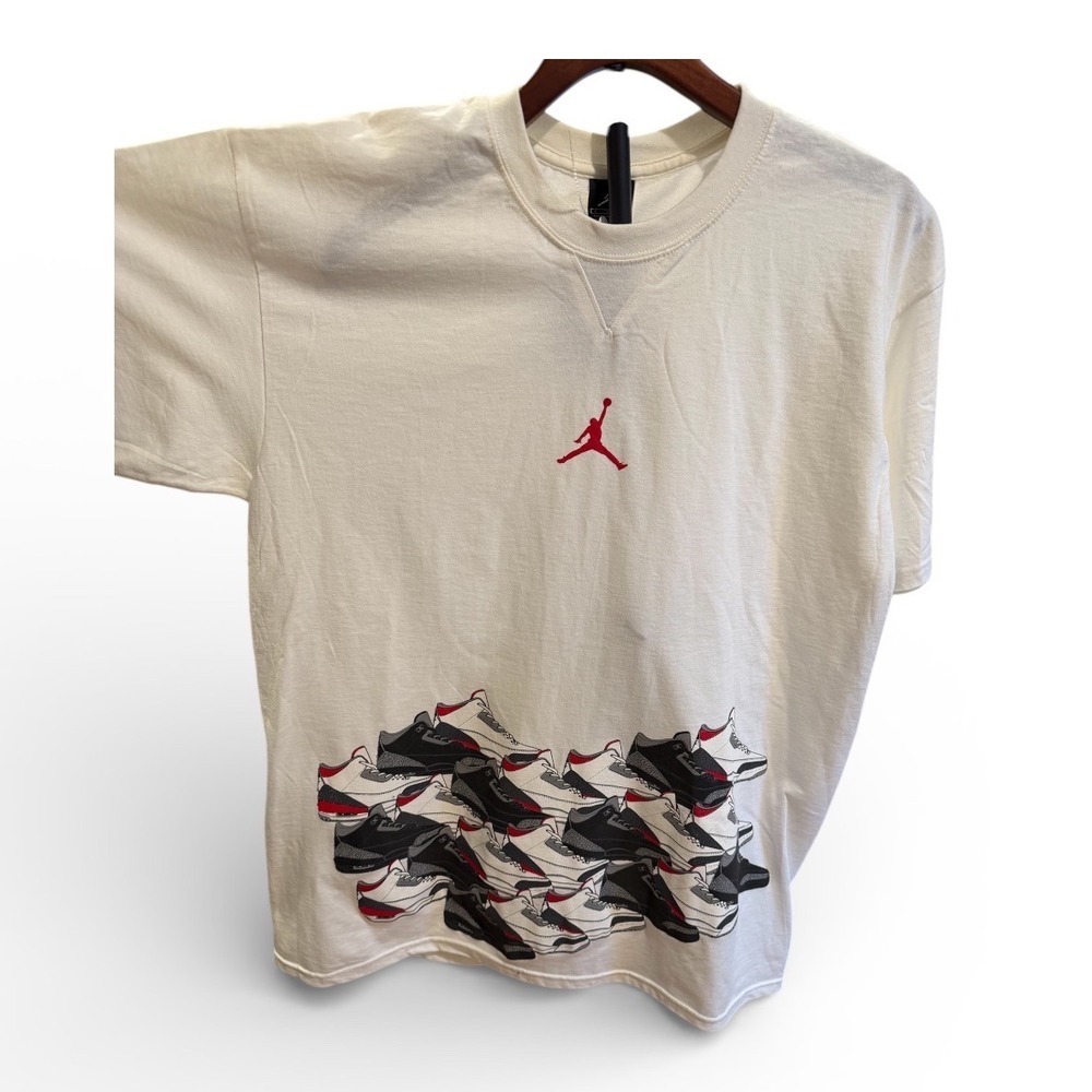 NWT Vtg Jordan Retro 3 Nike TShirt Sz L Men White Crewneck Cement Rare jumpman